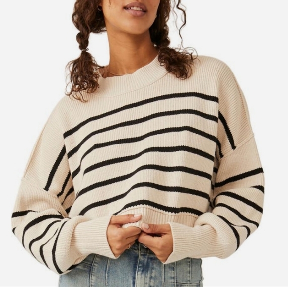 Free People stripe crop sweater - Picture 3 of 5